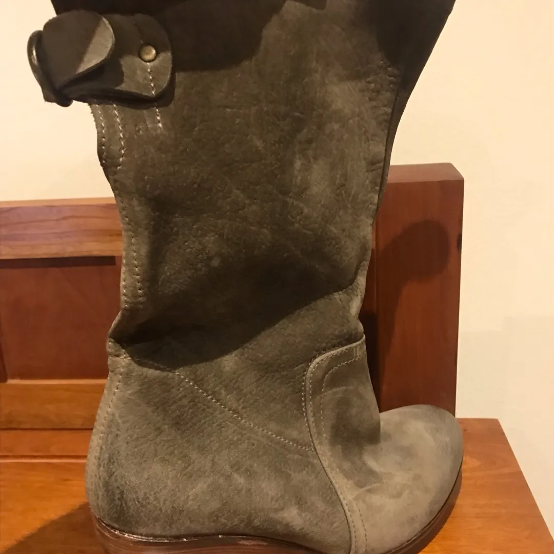 Sage Green Leather Boots photo 3