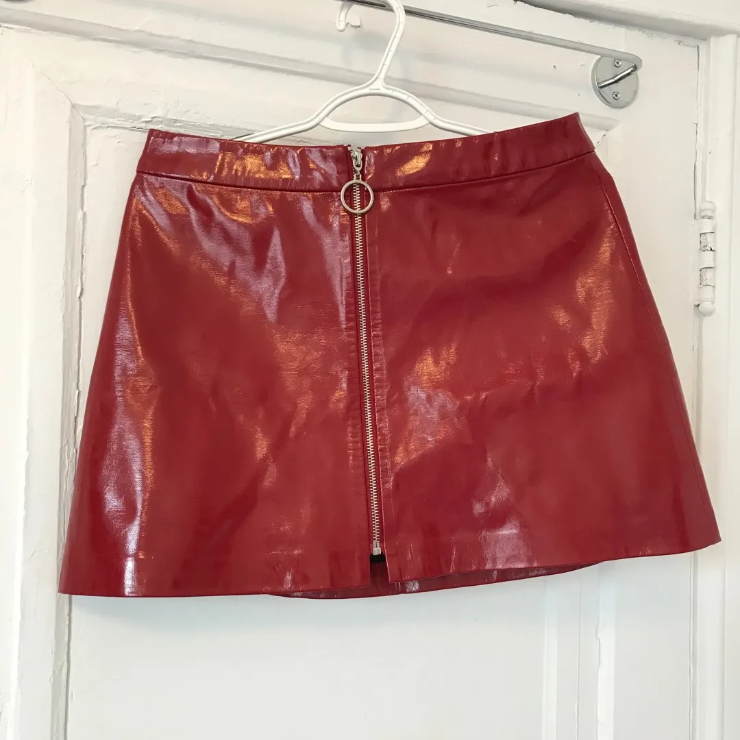 Red Pleather Zip Up Skirt photo 1