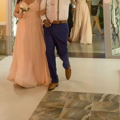 Beautiful Mori Lee Bridesmaids Gown In Blush photo 3