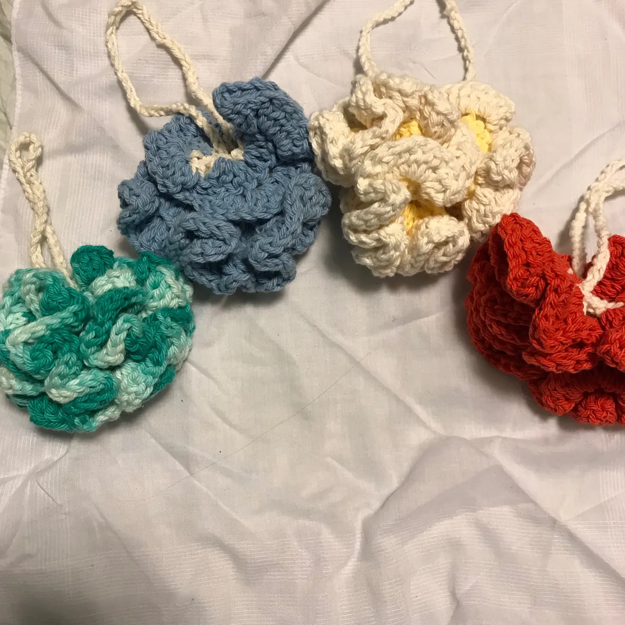 Crochet cotton loofas/shower scrubbies photo 1