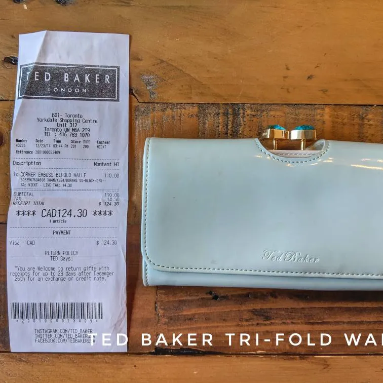 Ted Baker Tri-Fold Wallet In Mint photo 1