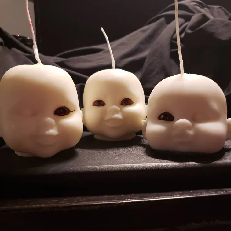 Creepy Doll Head Candles Qr Haunted Market photo 4
