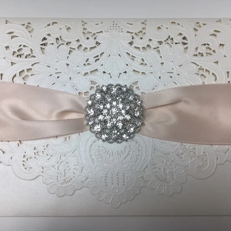 Blush Pink Invitation With Lovely Jewel Pin photo 1