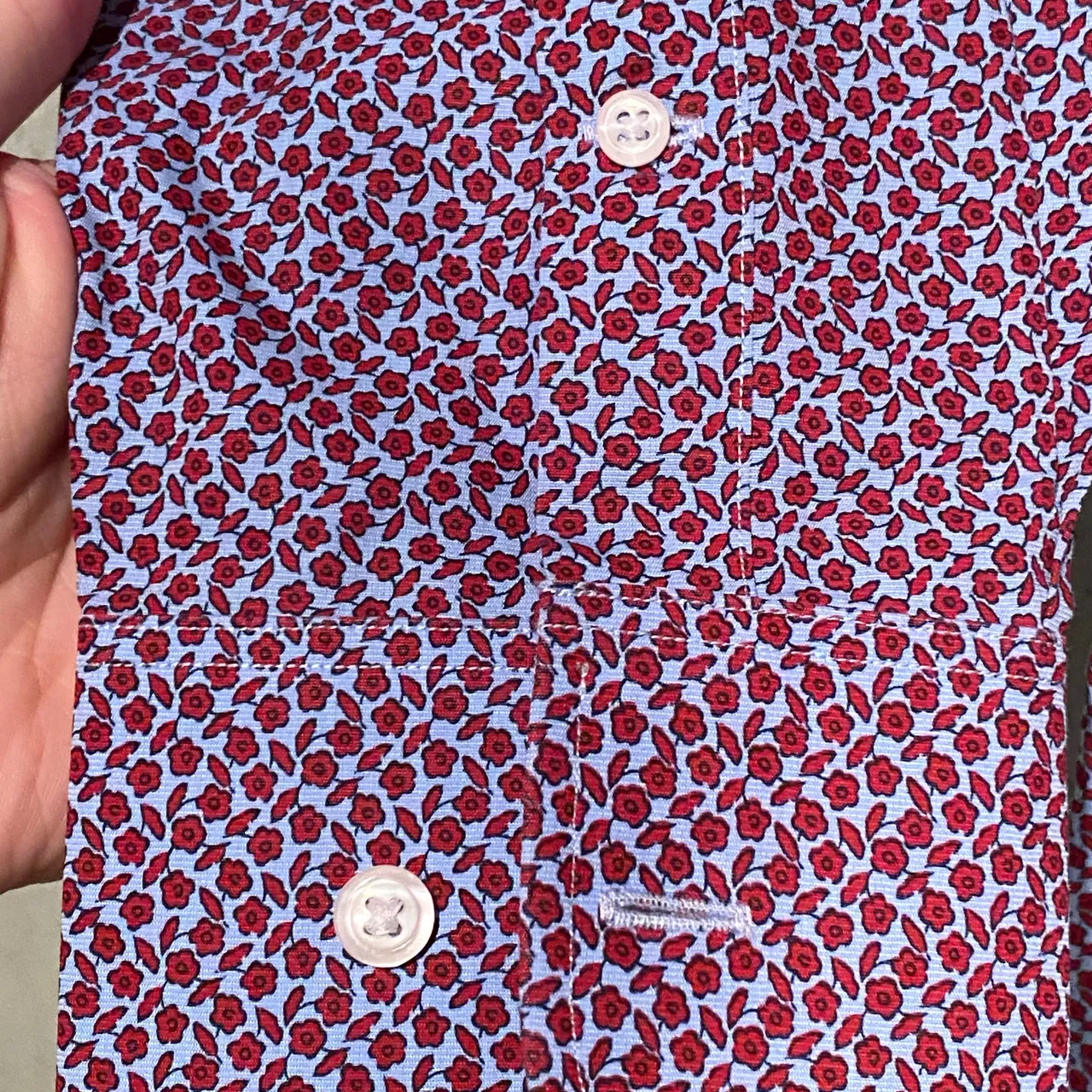 red flower print button up shirt photo 7