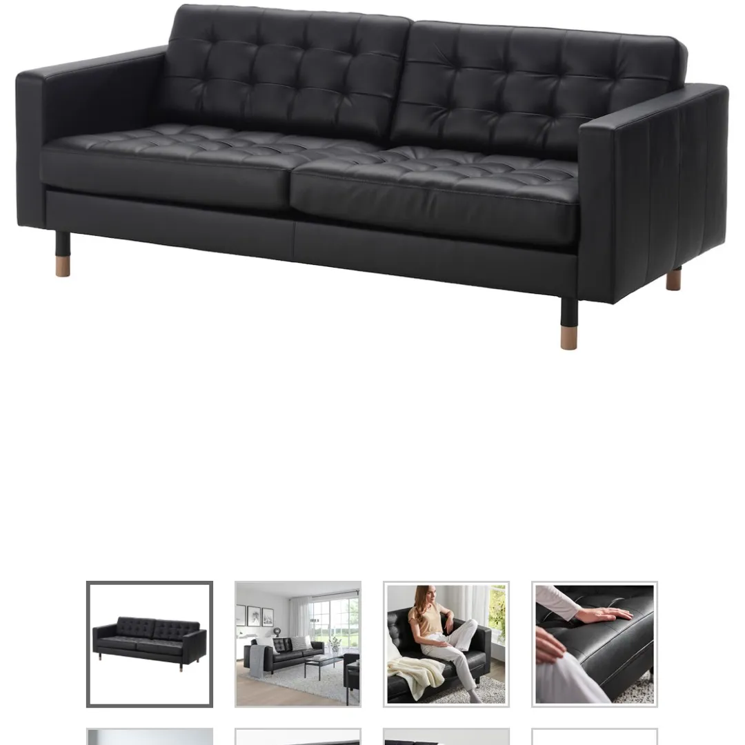 Black Leather IKEA Couch photo 1