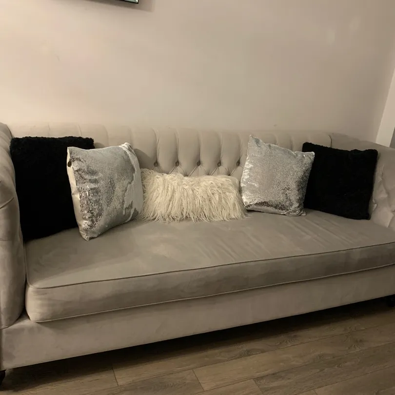 Grey Velvet sofa photo 1