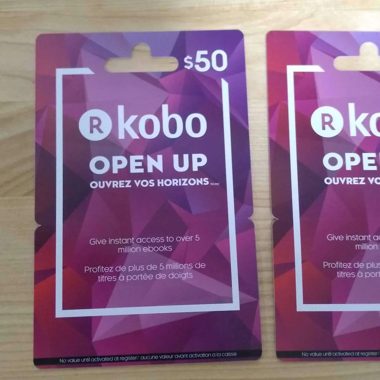 2 $50 Kobo gift cards photo 1