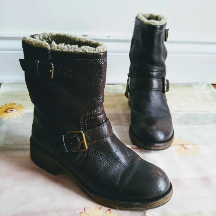 Marc By Marc Jacobs Leather & Shearling Motorcycle Boots photo 3