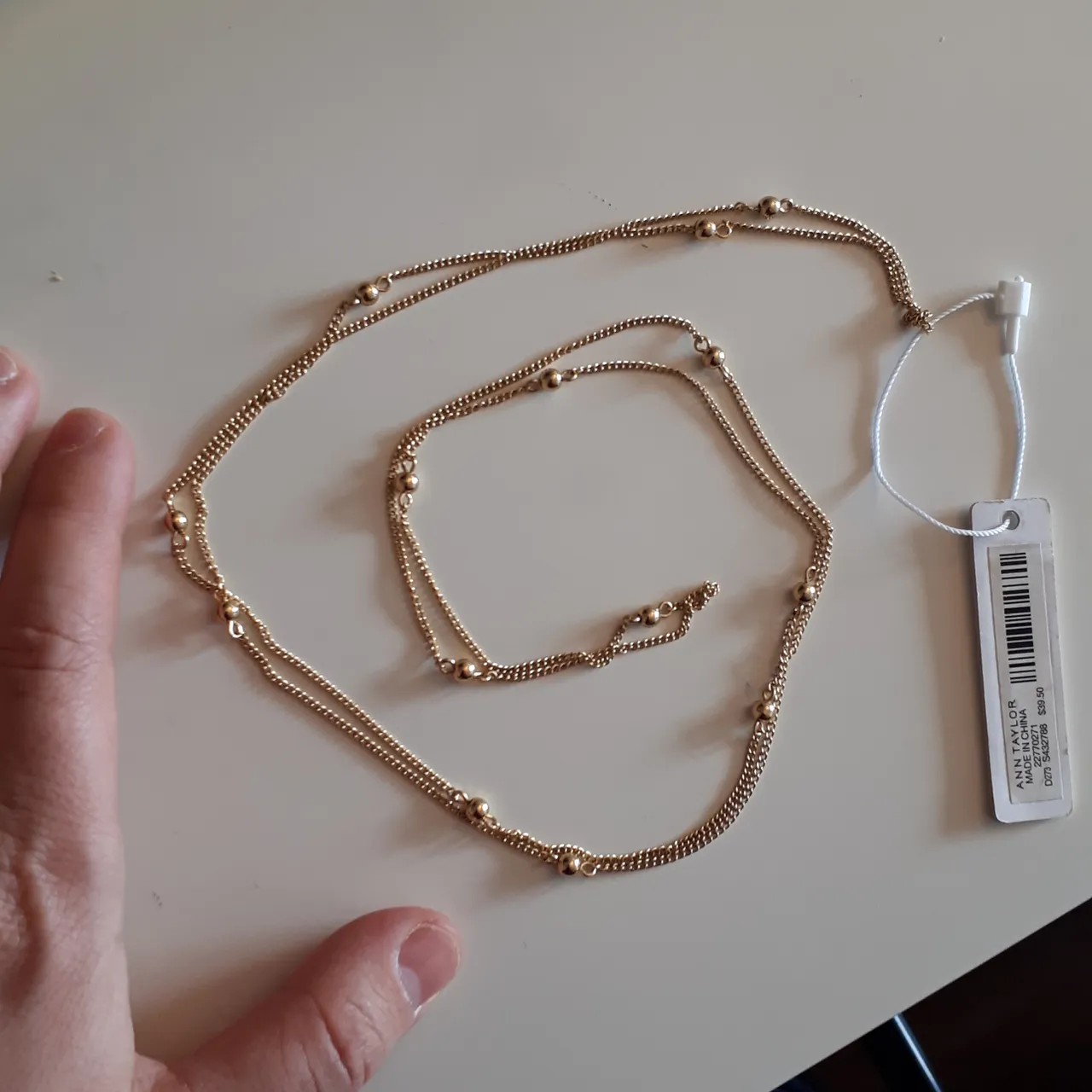 BNWT Ann Taylor Gold Colored Long Necklace photo 3