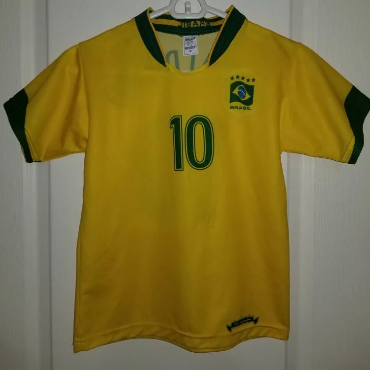 Brasil #10 Ronaldinho Child's Soccer / Football Jersey Top Si... photo 3