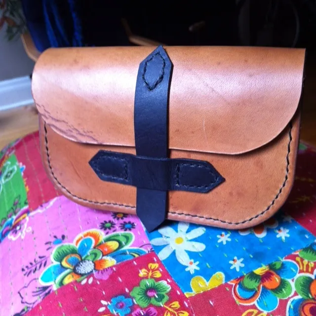 Handstitched leather clutch photo 1