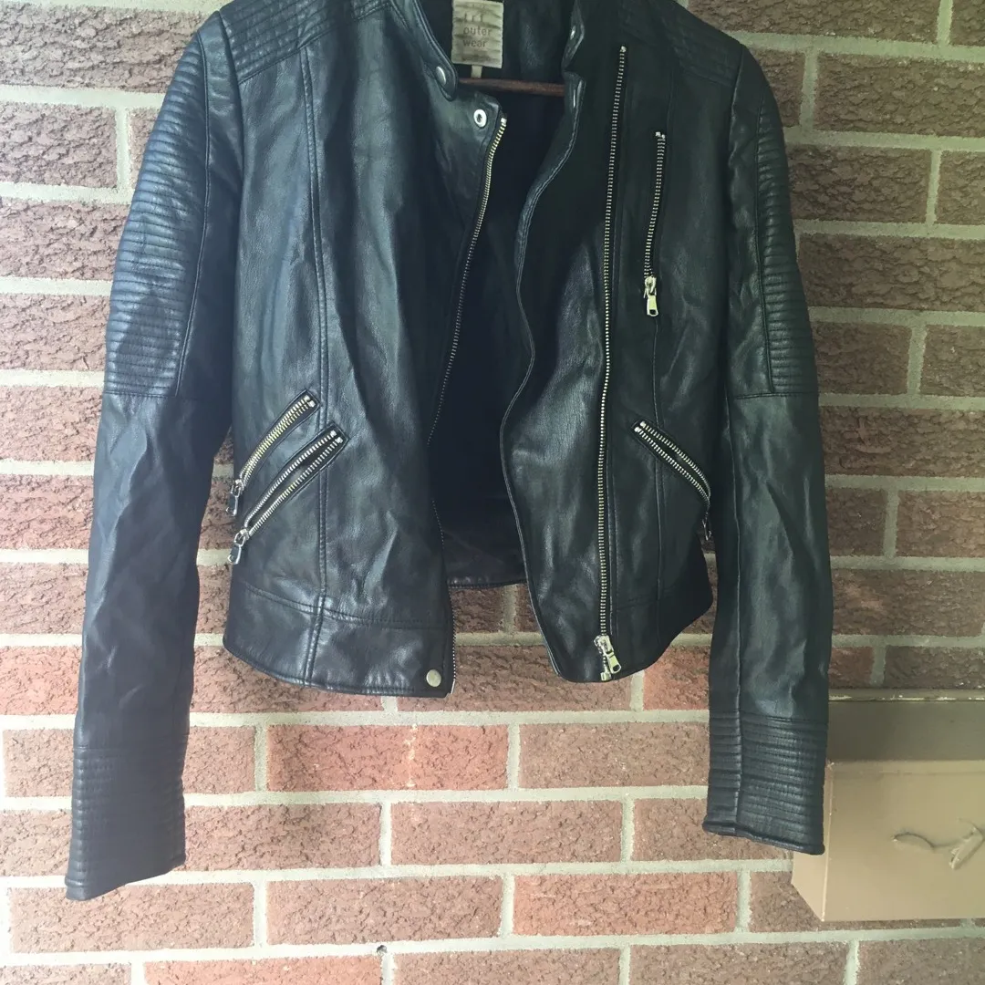 Faux Leather Biker Jacket Size Sm photo 1