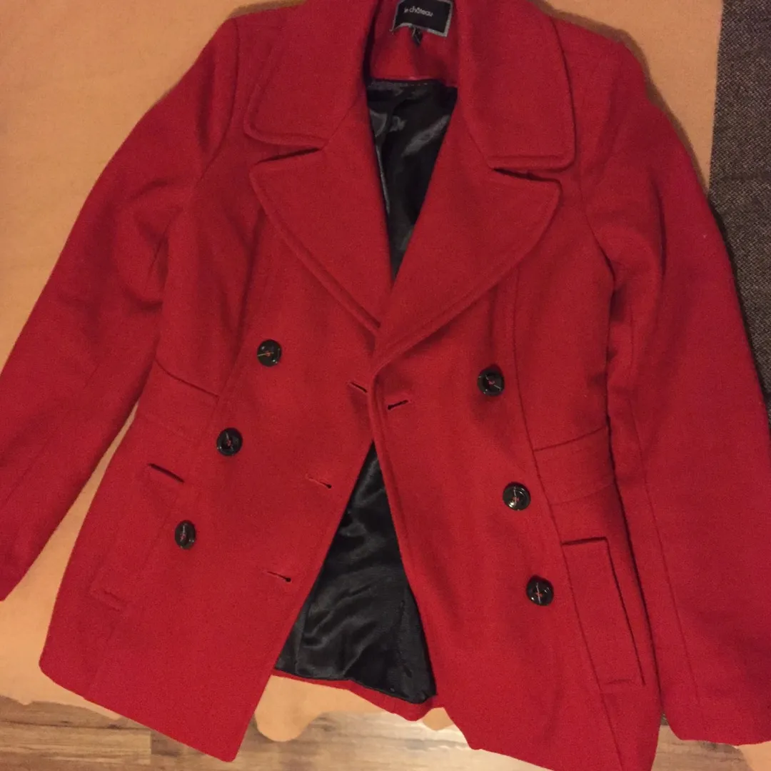 Wool Double-breasted Coat Red XS photo 1