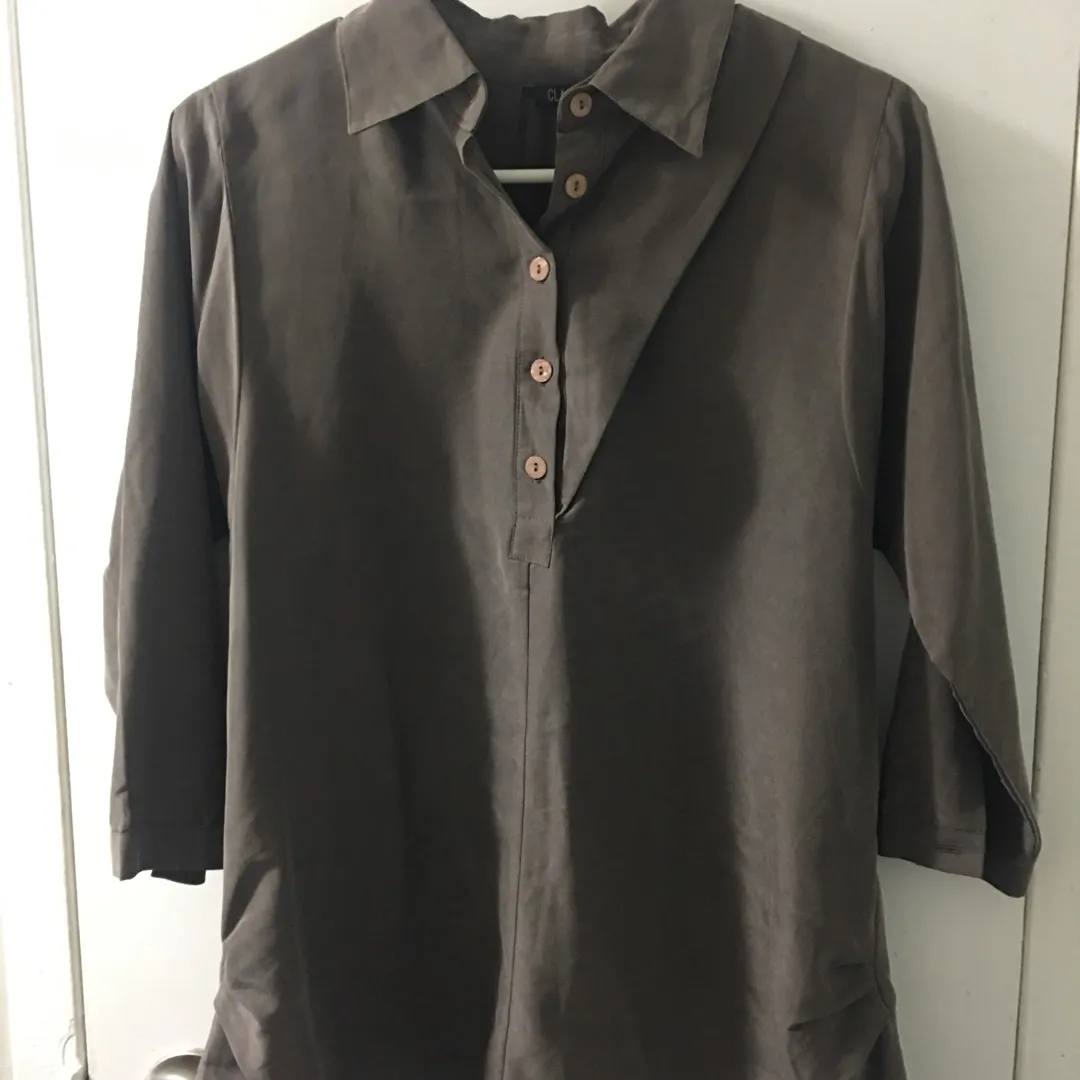 BNWOT Brown Suede Button Blouse photo 1