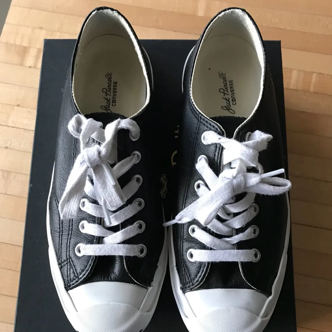 Black leather Converse Jack Purcell sneakers size Men’s 6 or ... photo 3