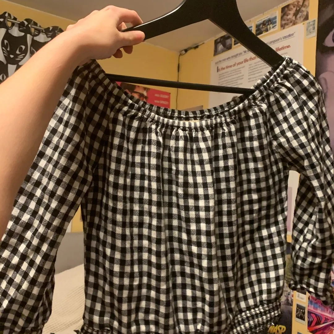 Hollister Off The Should Gingham Top photo 3