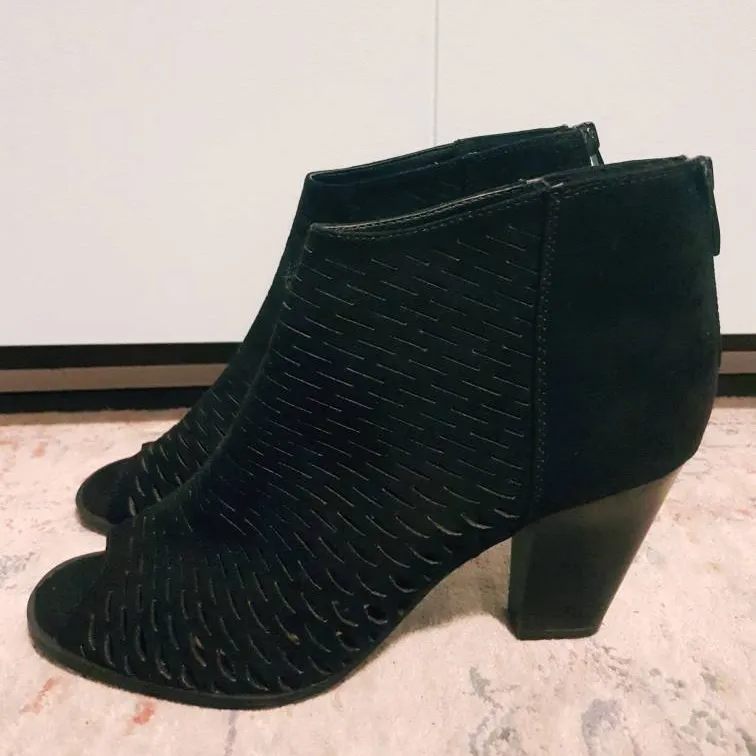 Faux Suede Open Toe Ankle Boots- 8.5 photo 1