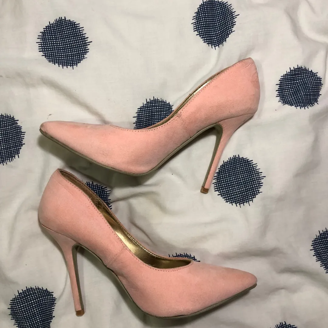 Velvet Blush Pink Heels Size 8 photo 1