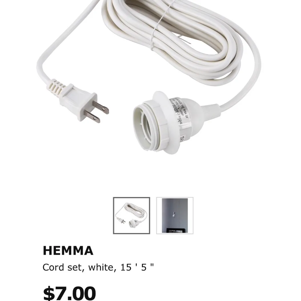 Ikea HEMMA cord pendant light photo 4