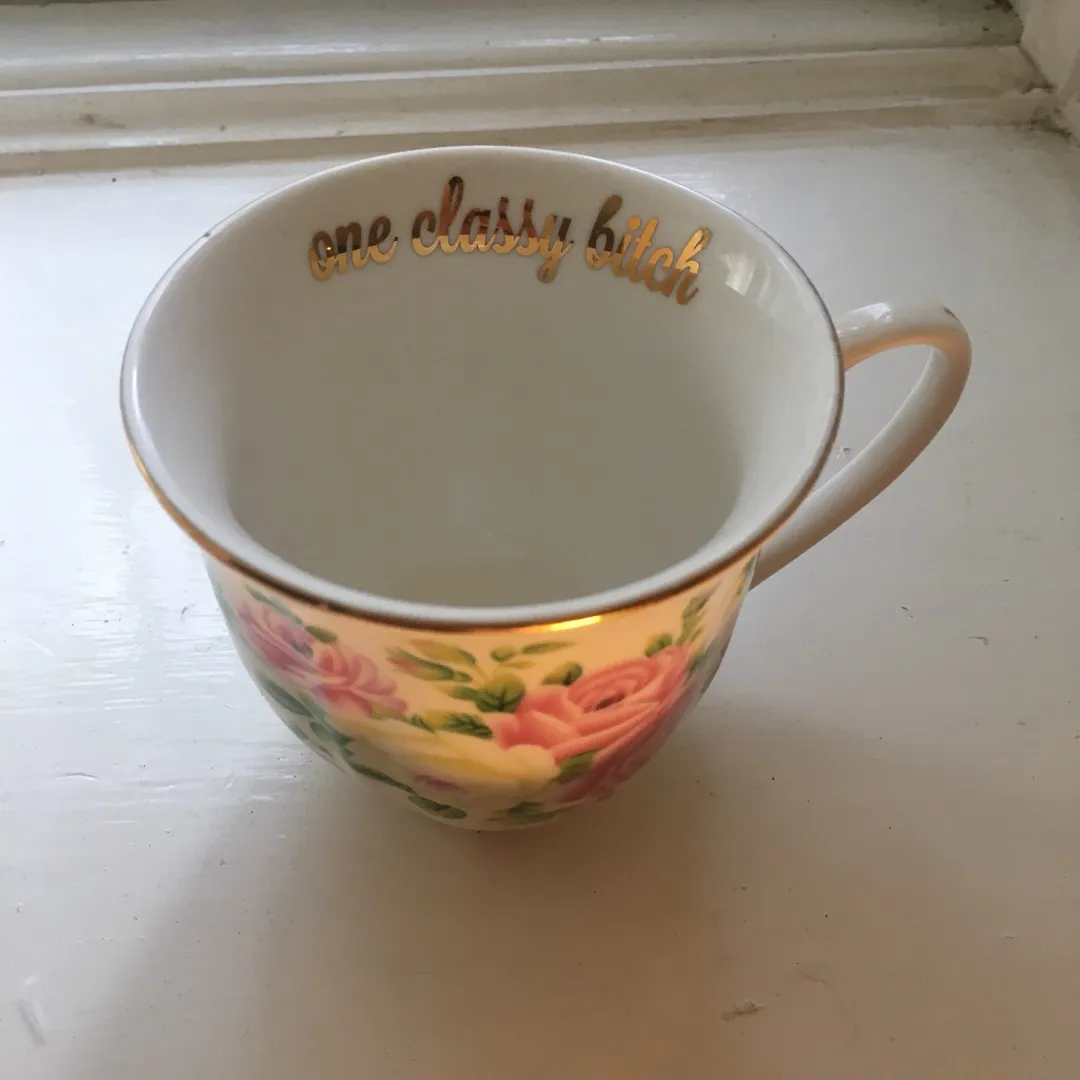 One Classy B*tch Floral Teacup photo 1