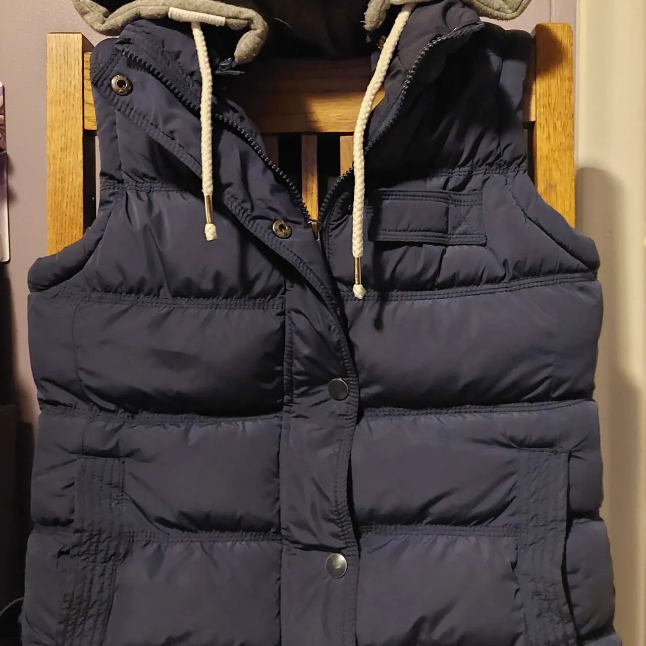 Blue Puffer Vest with Removable Hoodie photo 1