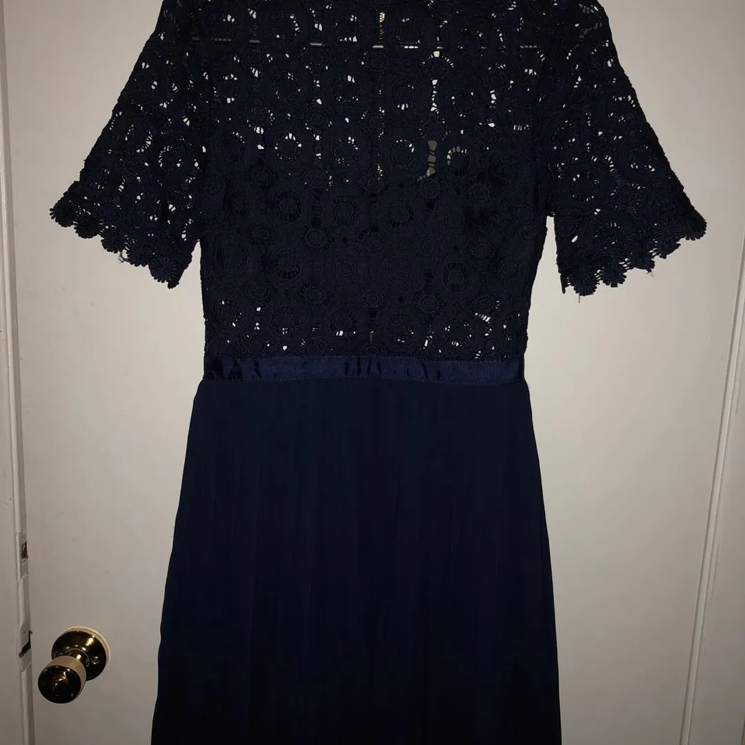 Blue Lace Pleated Dress Bnwt photo 3