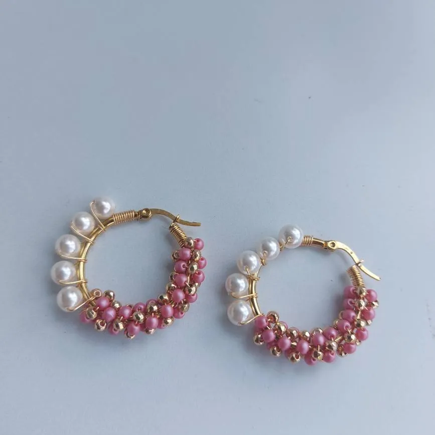 Gold Plated Hoop Earrings With Freshwater Pearls photo 1