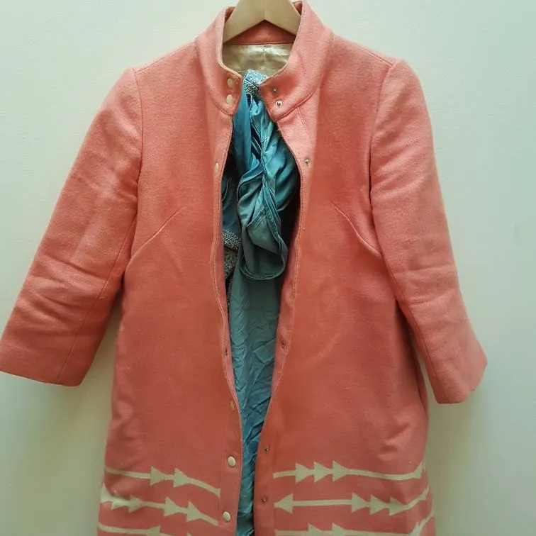 Pink Wool Coat Size S Lauren Moffatt photo 1