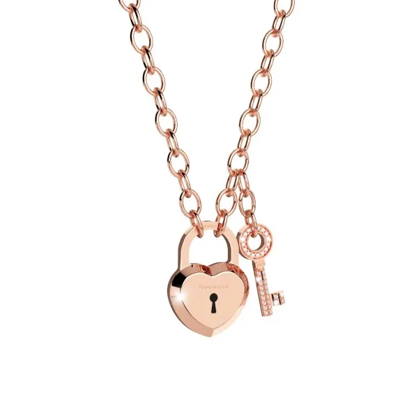 Rose Gold Lock And Key Necklace photo 1