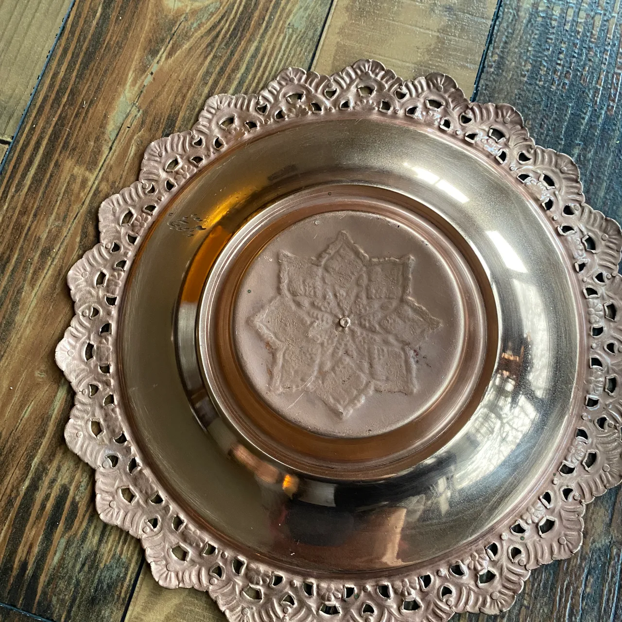 Ornate bronze dish and plate set  photo 3