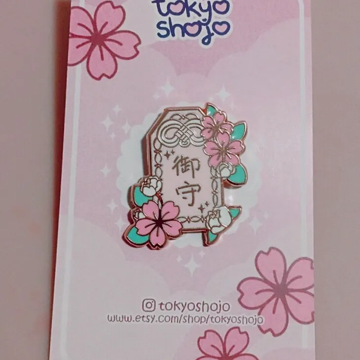 Lucky Charm Packet Pin (Omamori)- Rose Gold Backing) photo 1
