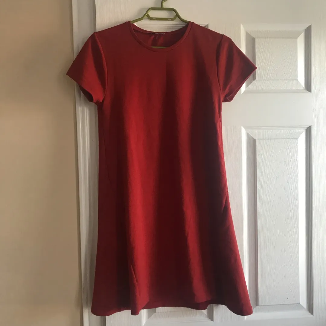 Red T-shirt Dress photo 1