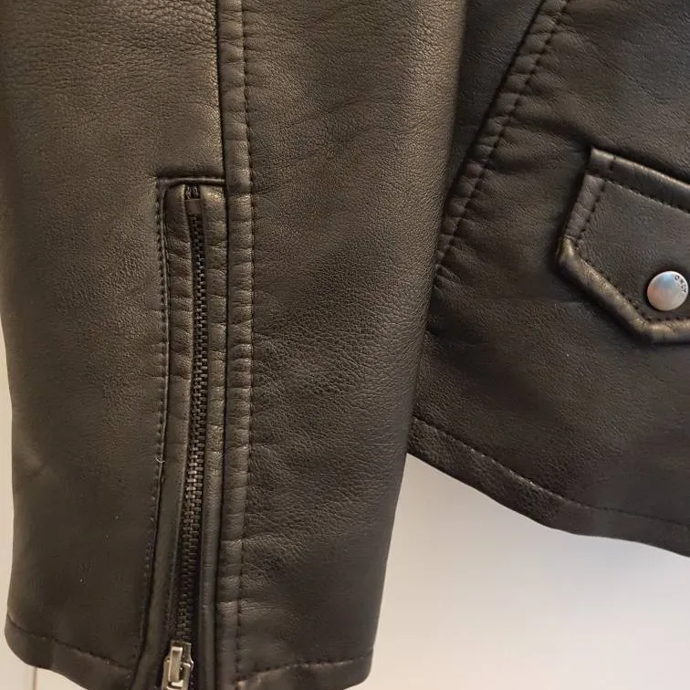 Black Vegan Leather Jacket (Size 38) photo 3