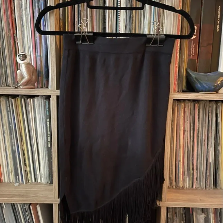 BNWT Fringed Black Pencil Skirt (Size L to XL) photo 1