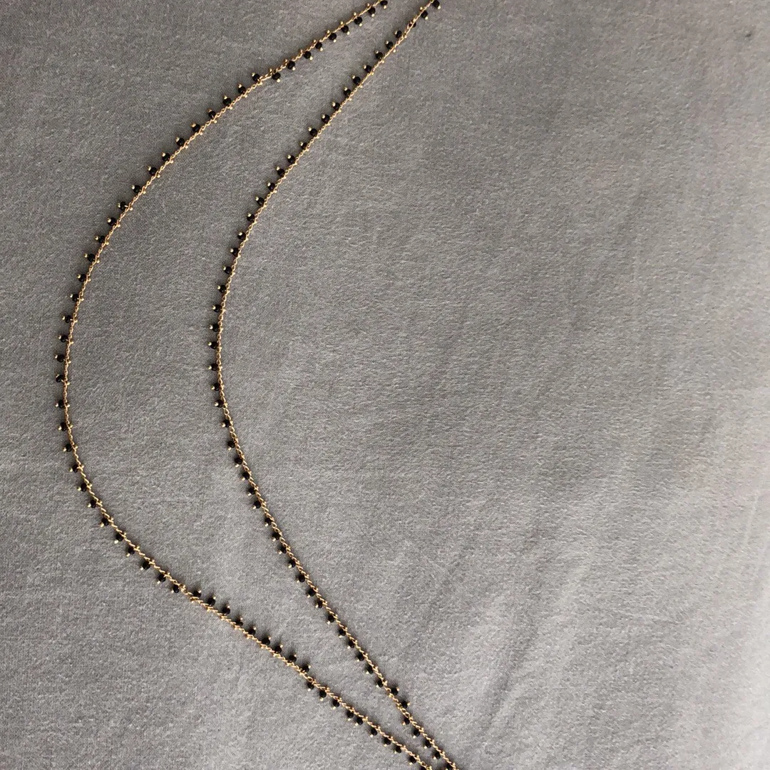 Gold Plated Necklace With Small Black Pearls photo 1