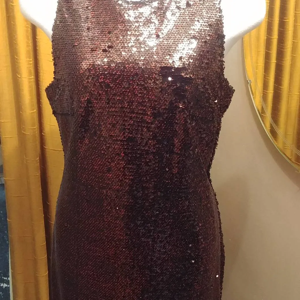 Red Sequin Party Dress- L photo 1
