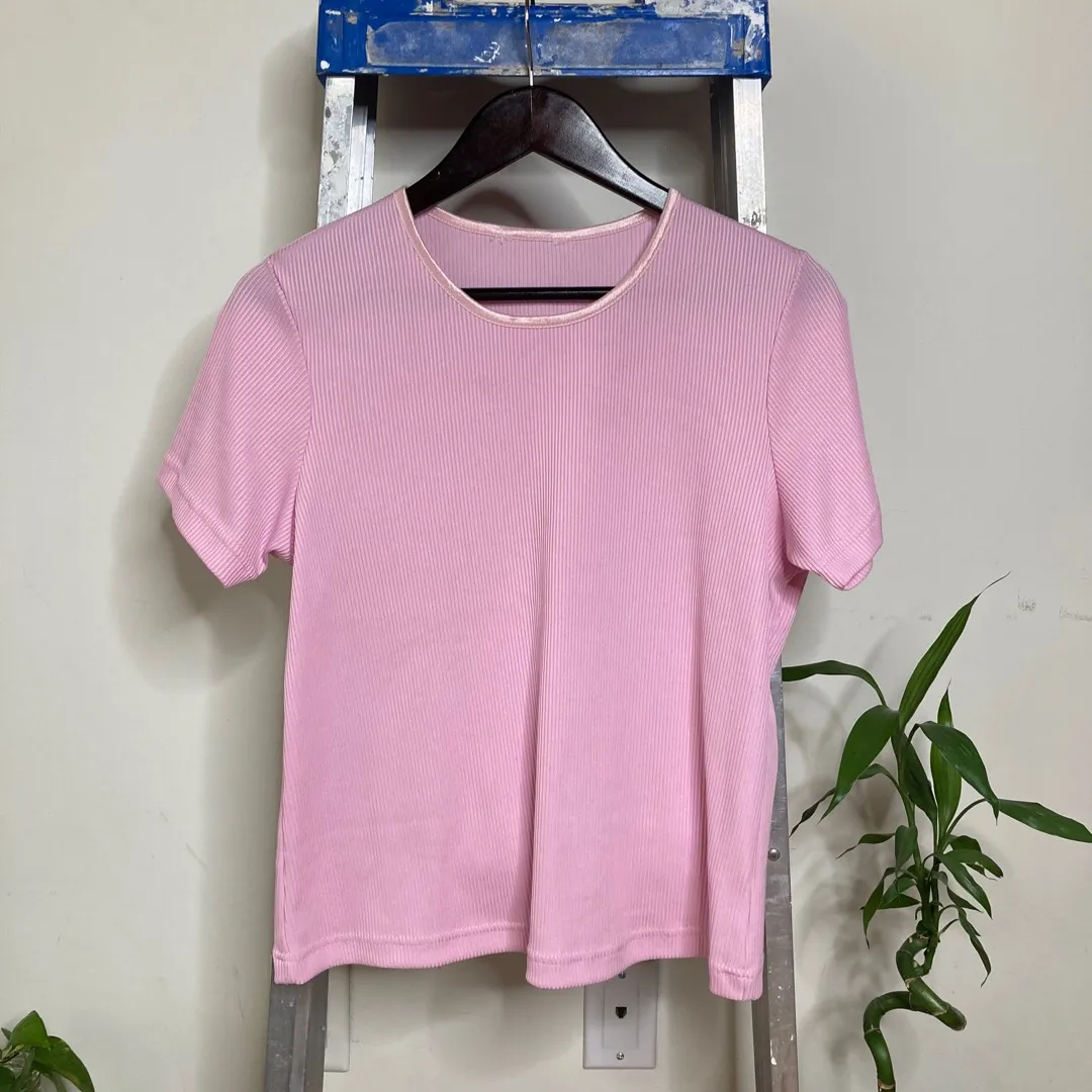 Lacey Ribbed Pink Tee photo 1