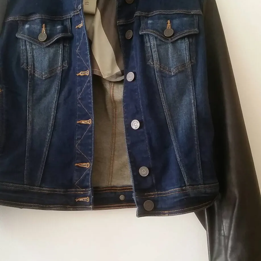 Burberry Denim Jacket With Leather Sleeves photo 1