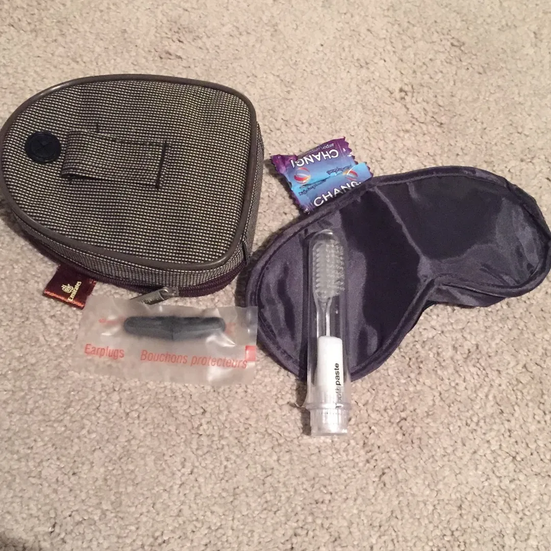 Travel Pack. Eye Cover/blinder, Tooth Brush Ear Plugs In a Bag photo 1