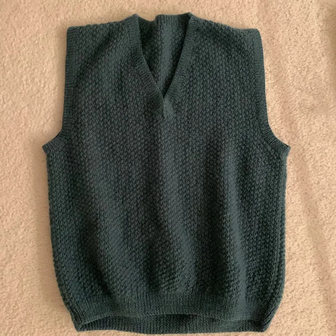 Hand Knit Turquoise Men’s Vest photo 1