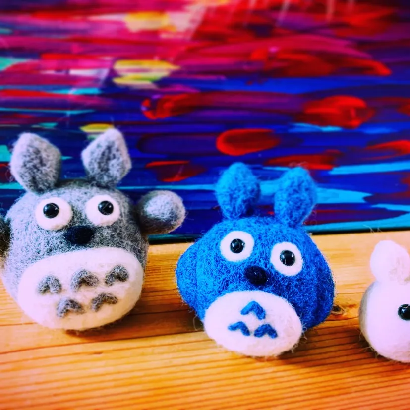 Wool Felted Totoro - Grey, Blue, White - Handmade photo 1