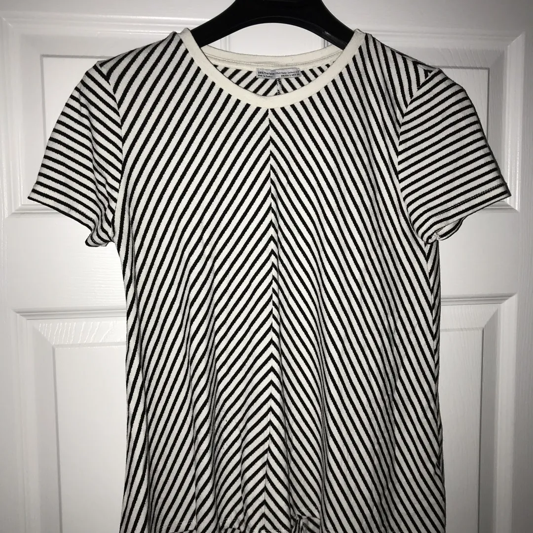 Striped Zara Drape T-shirt Small photo 1