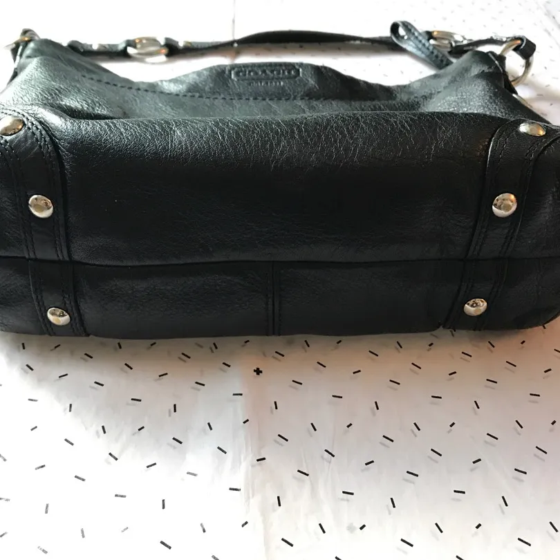 Black all-leather Coach purse photo 6