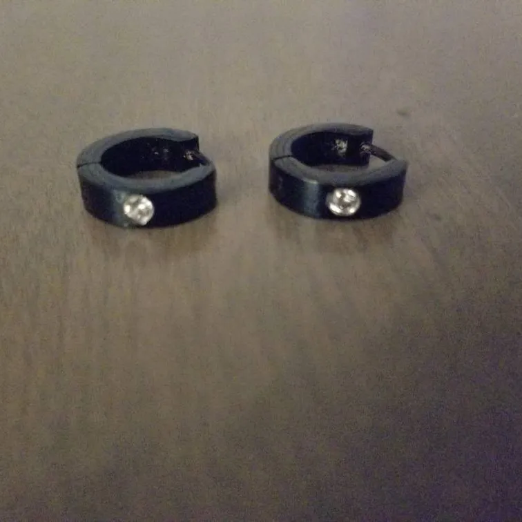 Black Mini Hoop Earrings photo 1