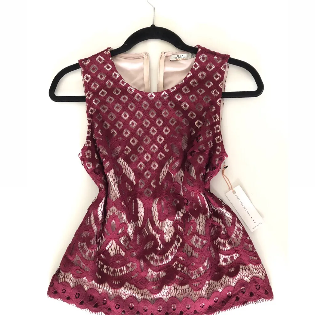Maroon Lace Top photo 1