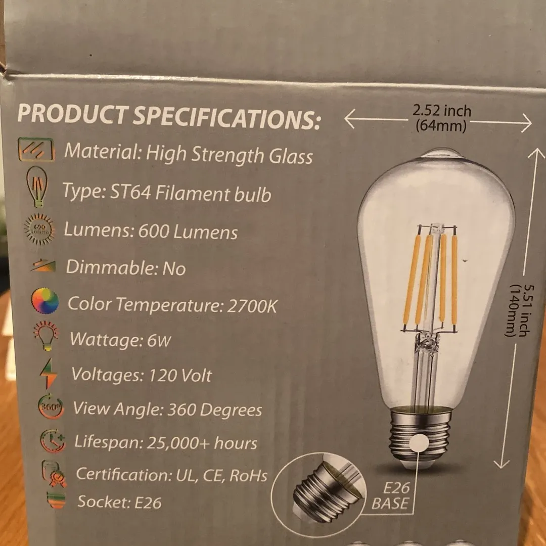 6 Edison Light Bulbs photo 4