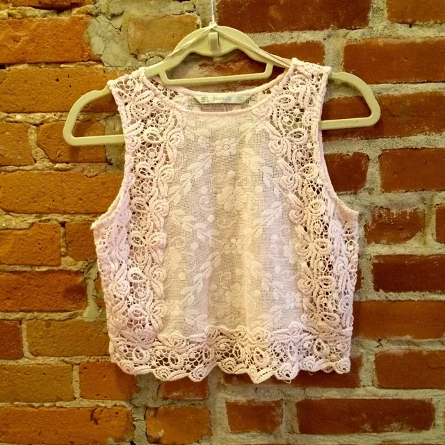 Soft Pink Lace Top - Size S - Zara Spain photo 1