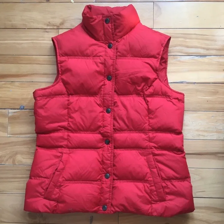 land's end red down puffer vest photo 1