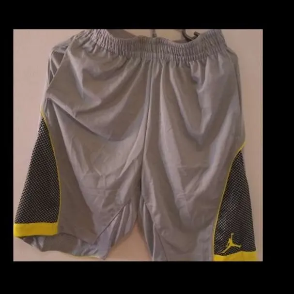 Nike Men's (Jordan Endorsement) Grey Basketball Shorts - Small photo 1