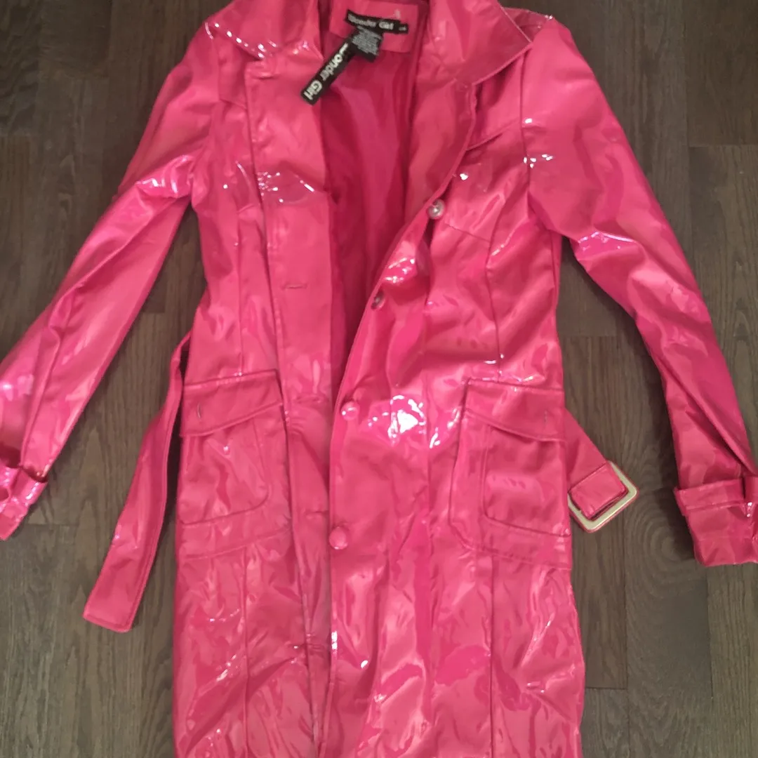 Hot Pink Pleather Trench Coat photo 1
